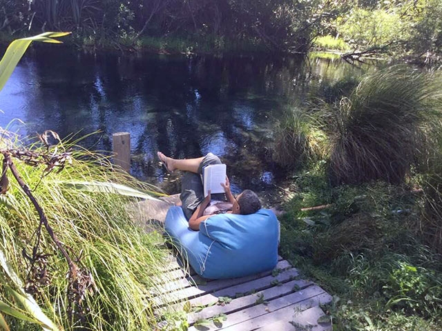 relaxing by the river